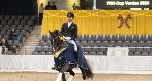 Winner’s sash for Bon Courage following FRH Cup in Verden